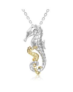 SS 14K 2T Seahorse Pendant