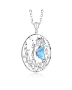 SS 925 Larimar Seahorse Pendant