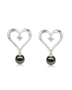 SS Tahitian Pearl Heart Earrings