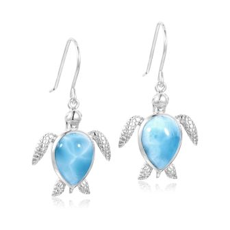 SS Larimar Turtle Earrings