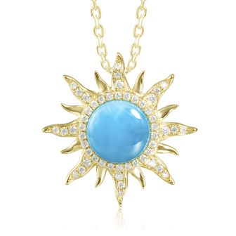 14KY Larimar Sun Pendant