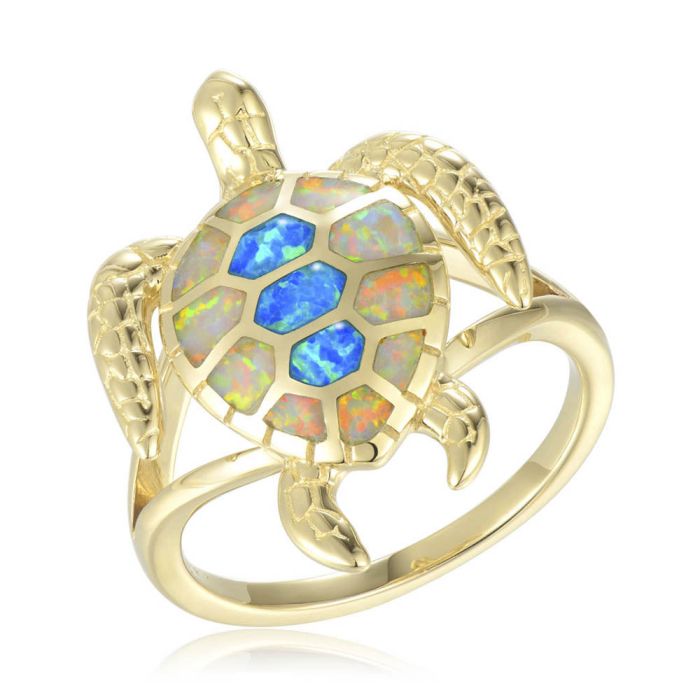 14K Opal Turtle Ring