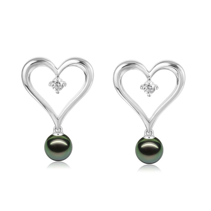 SS Tahitian Pearl Heart Earrings